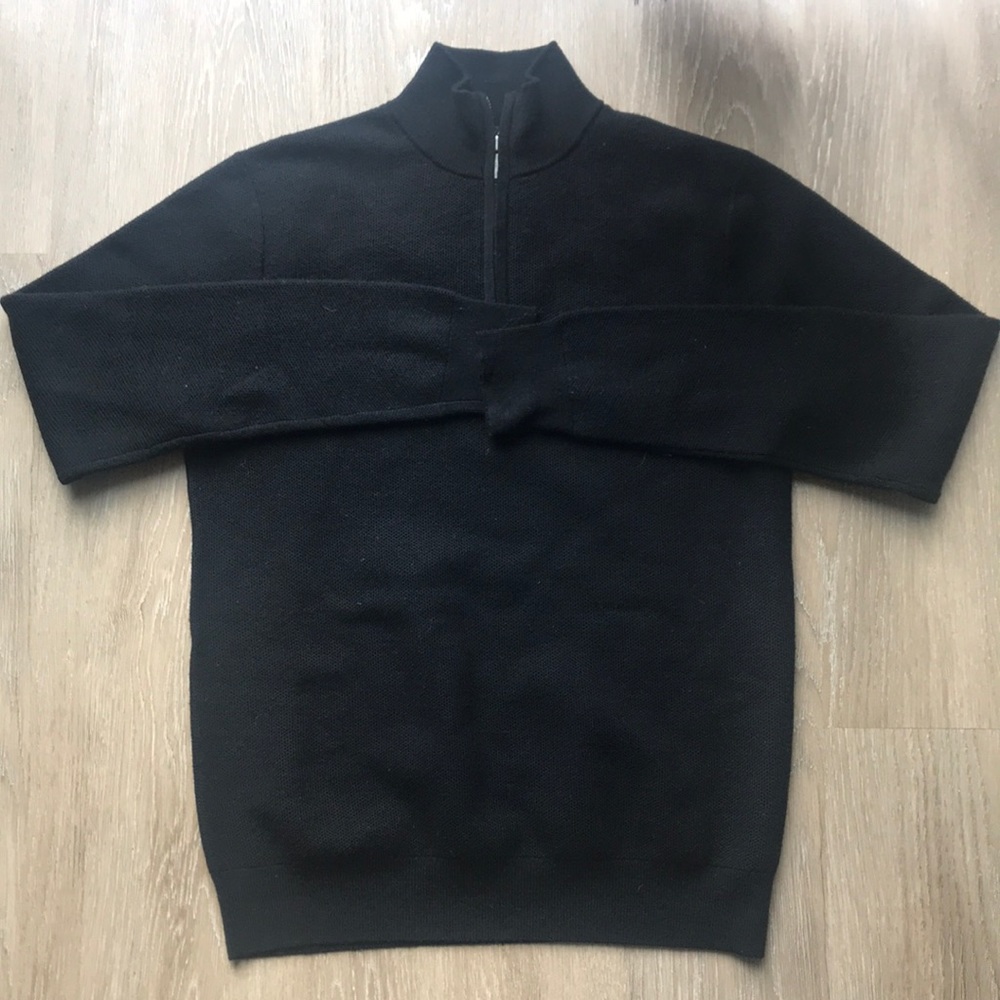 Merino wool mock neck zip up